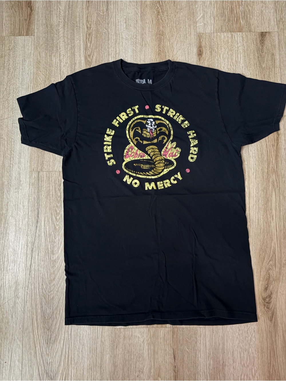 Ripple Junction Black Tee with Yellow & Pink Cobra Graphic